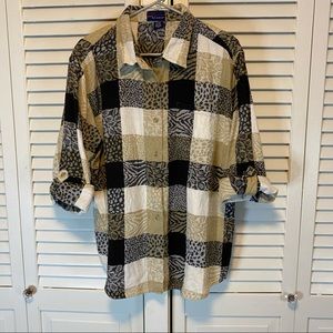 VINTAGE CST BLUES PLUS SIZE BUTTON UP SHACKET